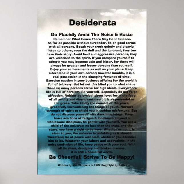 Affiche Desiderata Sur L'Affiche Du Lakefront (Devant)