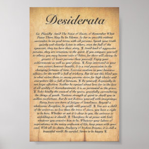 Affiche DESIDERATA sur le papier en bois de relief