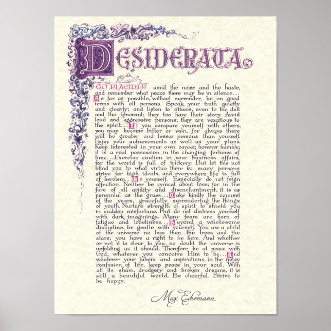 Affiche DESIDERATA with Florentine Colours (Devant)