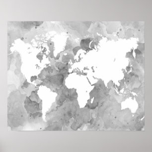 Affiche design 49 Gray World Map