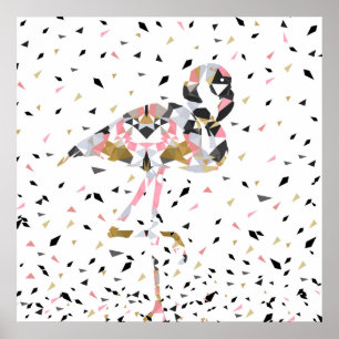 Affiche Design abstrait de Flamant rose géométrique mignon