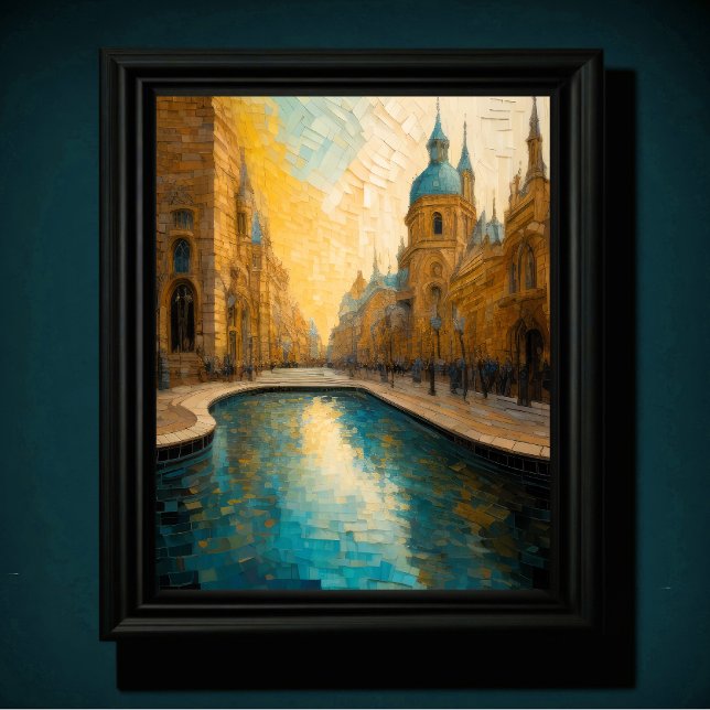 Affiche Design abstrait moderne Gold Blue European (Créateur téléchargé)