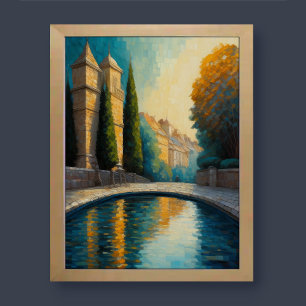 Affiche Design abstrait moderne Gold Blue European