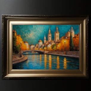 Affiche Design abstrait moderne Or Orange Bleu européen