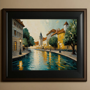 Affiche Design abstrait moderne Or Orange Bleu européen