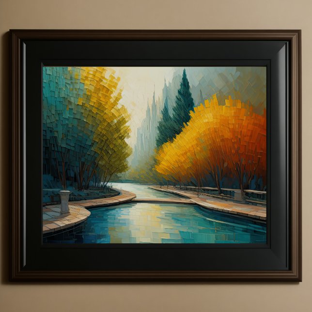 Affiche Design abstrait moderne Or Orange Bleu européen (Créateur téléchargé)