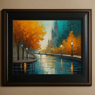 Affiche Design abstrait moderne Or Orange Bleu européen