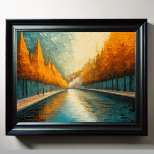 Affiche Design abstrait moderne Or Orange Bleu européen