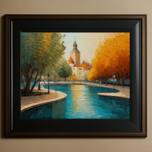 Affiche Design abstrait moderne Or Orange Bleu européen