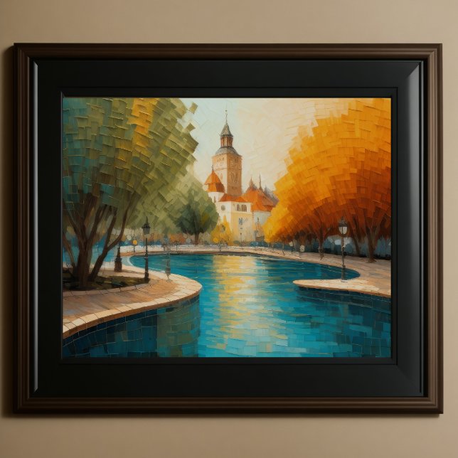 Affiche Design abstrait moderne Or Orange Bleu européen (Créateur téléchargé)