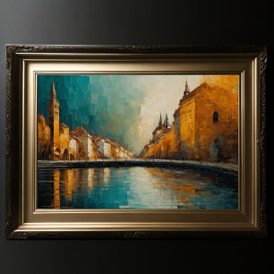 Affiche Design abstrait moderne Or Orange Bleu européen