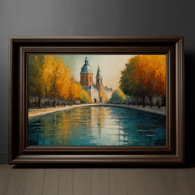 Affiche Design abstrait moderne Or Orange Bleu européen (Créateur téléchargé)