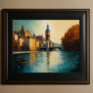 Affiche Design abstrait moderne Or Orange Bleu européen