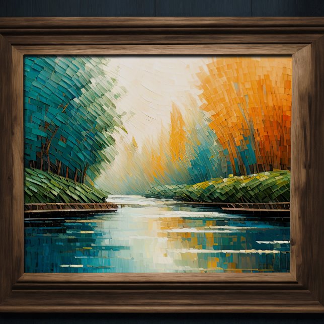 Affiche Design abstrait moderne Or Orange Bleu européen (Créateur téléchargé)