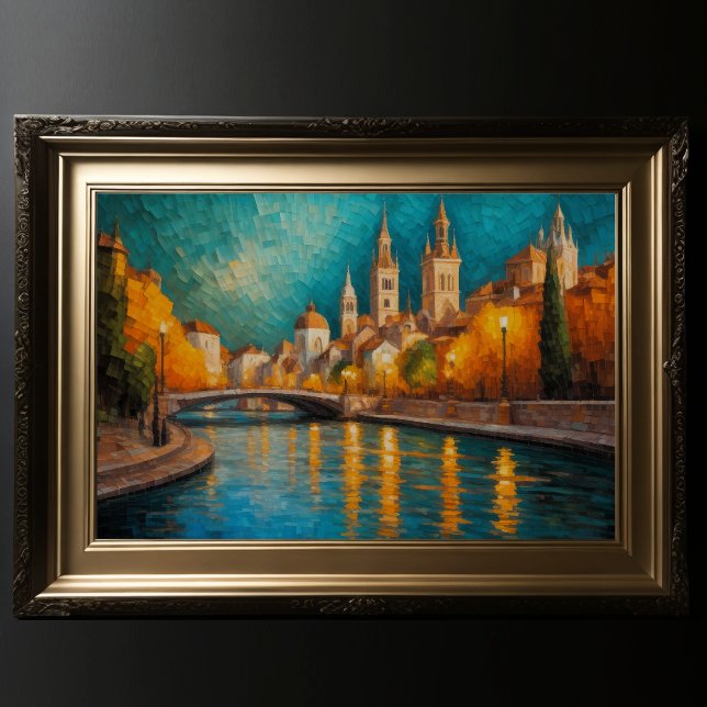 Affiche Design abstrait moderne Or Orange Bleu européen (Créateur téléchargé)