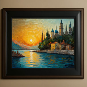 Affiche Design abstrait moderne Or Orange Bleu européen