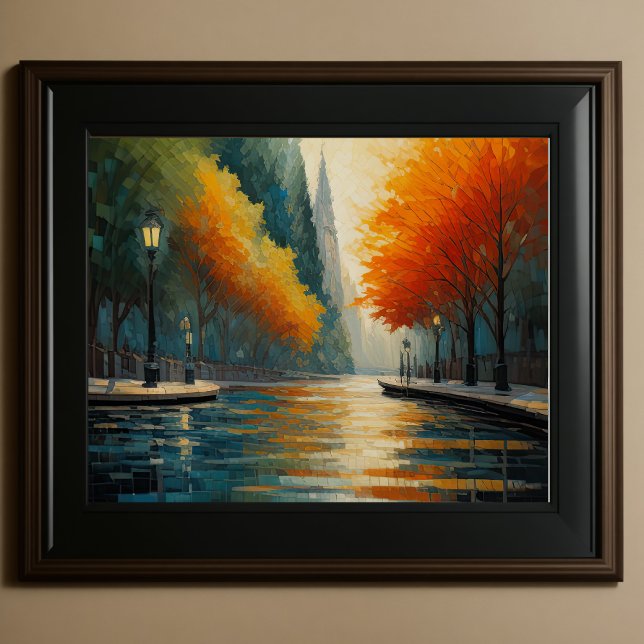 Affiche Design abstrait moderne Or Orange Bleu européen (Créateur téléchargé)