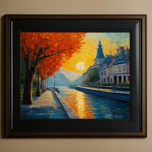 Affiche Design abstrait moderne Or Orange Bleu européen