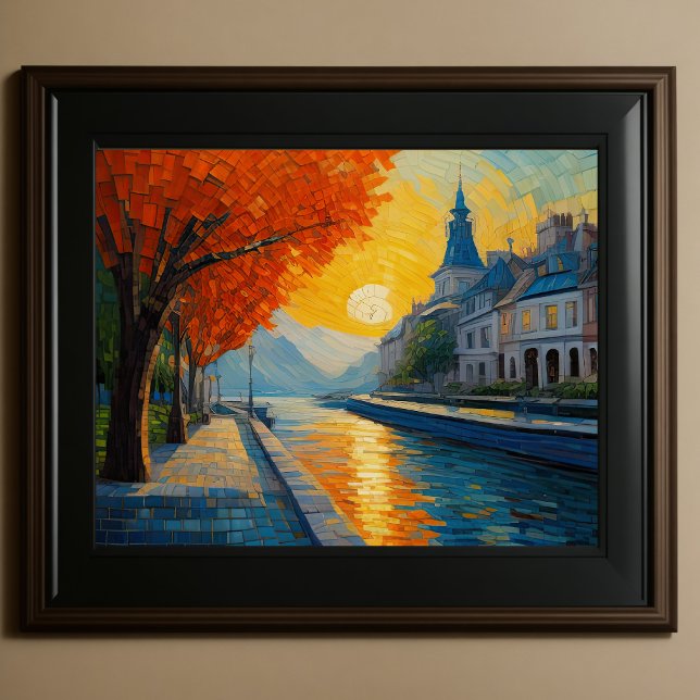 Affiche Design abstrait moderne Or Orange Bleu européen (Créateur téléchargé)