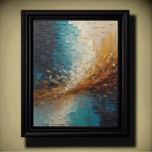 Affiche Design abstrait moderne tons or et bleu