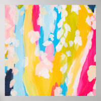 Design Abstrait moderne Turquoise et Jaune peint