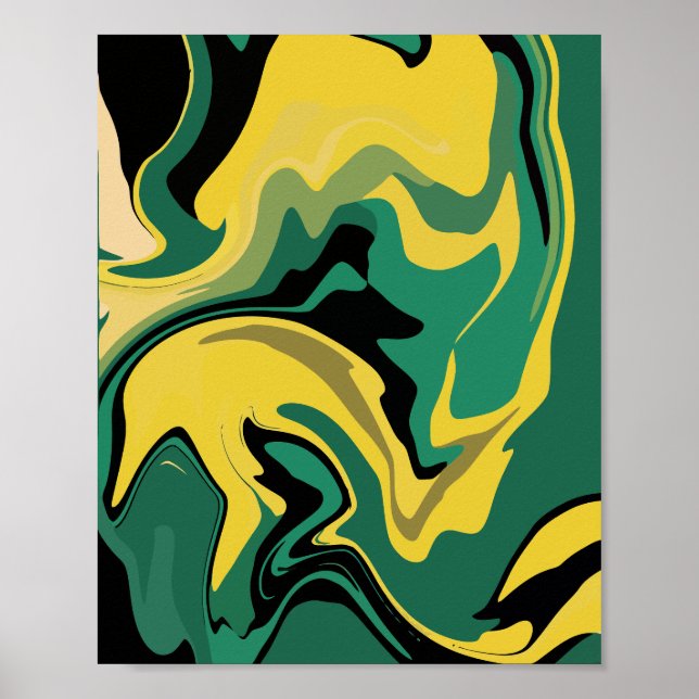 Affiche Design Abstrait vert et jaune (Devant)