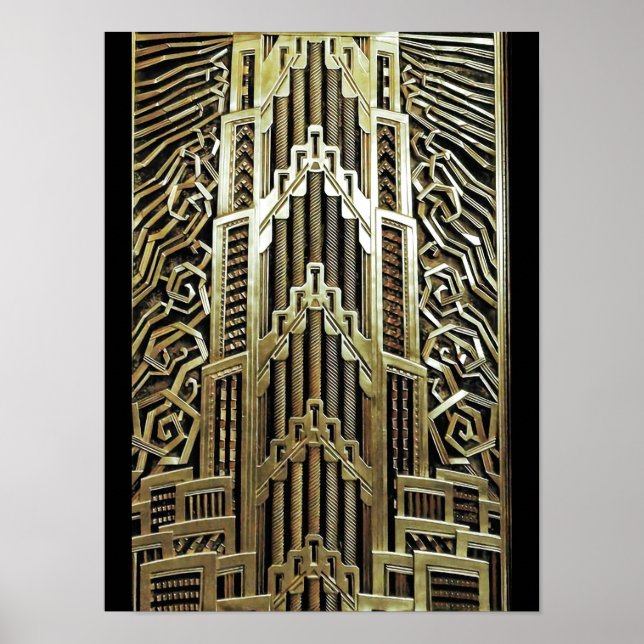 Affiche Design Art nouveau métallique, vintage, élégant, c (Devant)