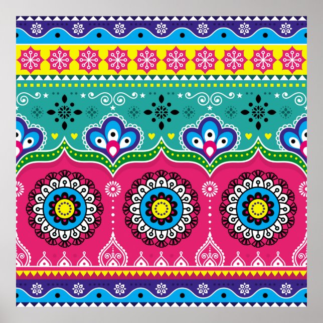 Affiche Design artisanal de camions indiens et pakistanais (Devant)