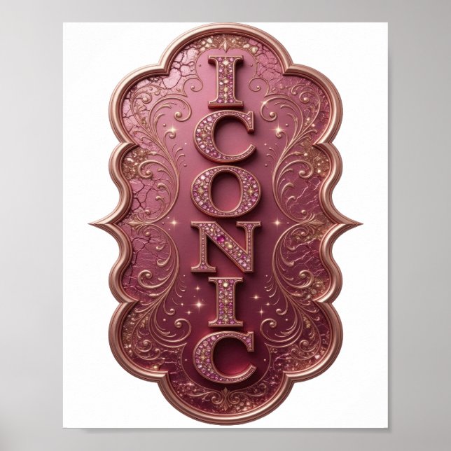 Affiche Design audacieux ICONIC rose vif (Devant)