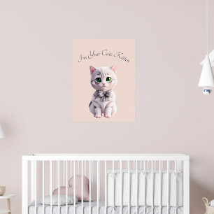 Affiche Design avec chaton gris mignon