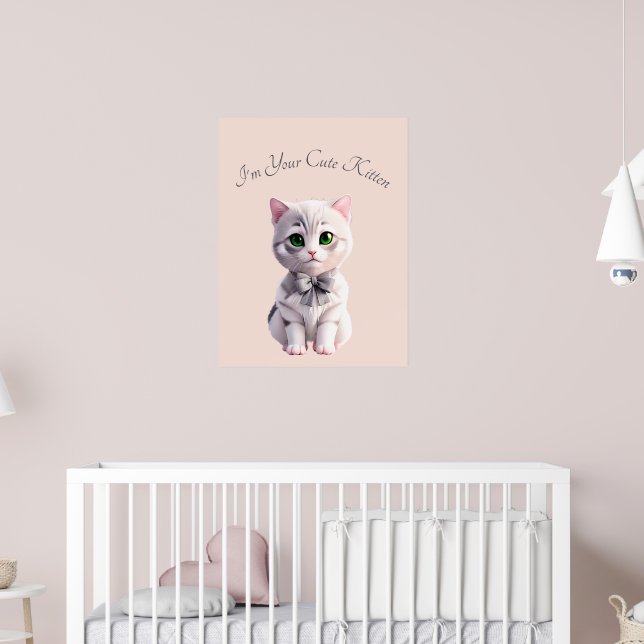 Affiche Design avec chaton gris mignon (Pépinière 2)