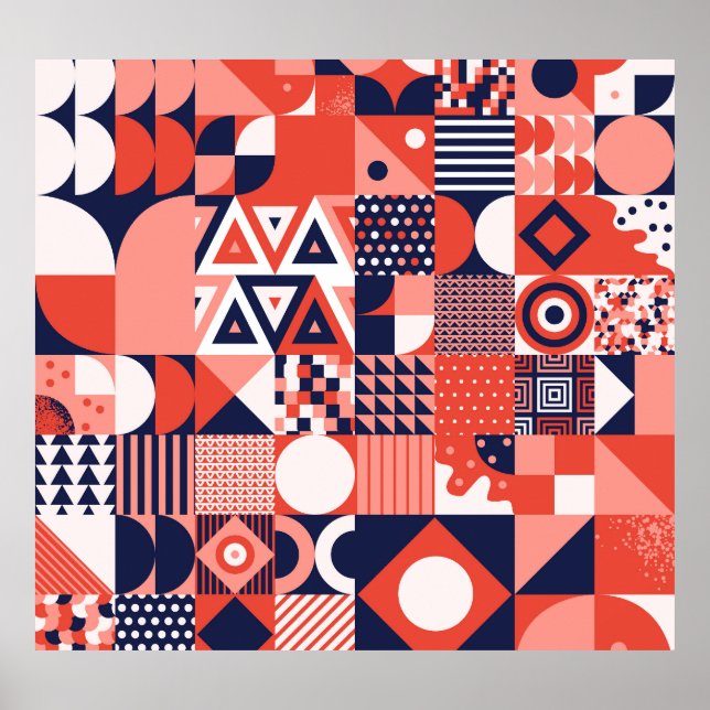 Affiche Design Bauhaus rétro, géométrique coloré. (Devant)