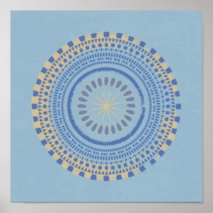 Affiche Design circulaire bleu et bronze Abstrait