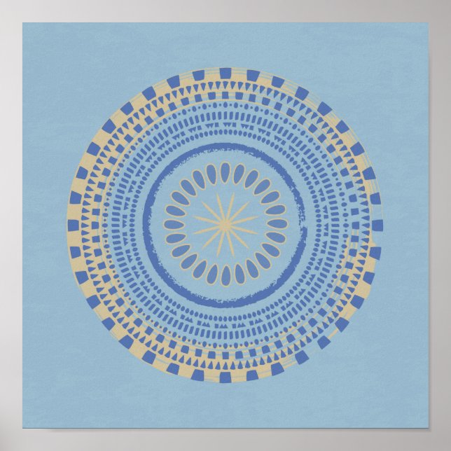 Affiche Design circulaire bleu et bronze Abstrait (Devant)
