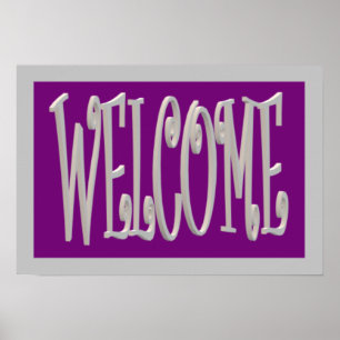Affiche Design d'accueil gris et violet