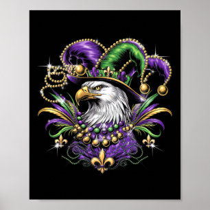 Affiche Design d'aigle coloré pour Mardi Gras Party Celebr