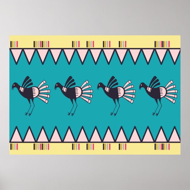 Affiche design d'art africain Abstrait. Trib à main (Devant)