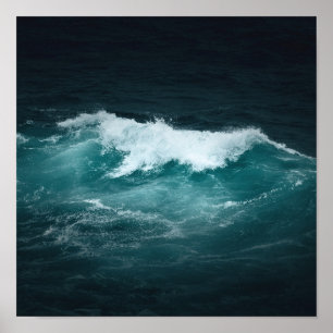 Affiche Design d'art de la vague de l'océan foncé