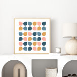 Affiche Design d'art géométrique moderne du milieu du sièc<br><div class="desc">Un design d'art géométrique moderne du milieu du siècle dans des tons doux et sobres de rose roux,  de jaune moutarde et de bleu ardoise.</div>