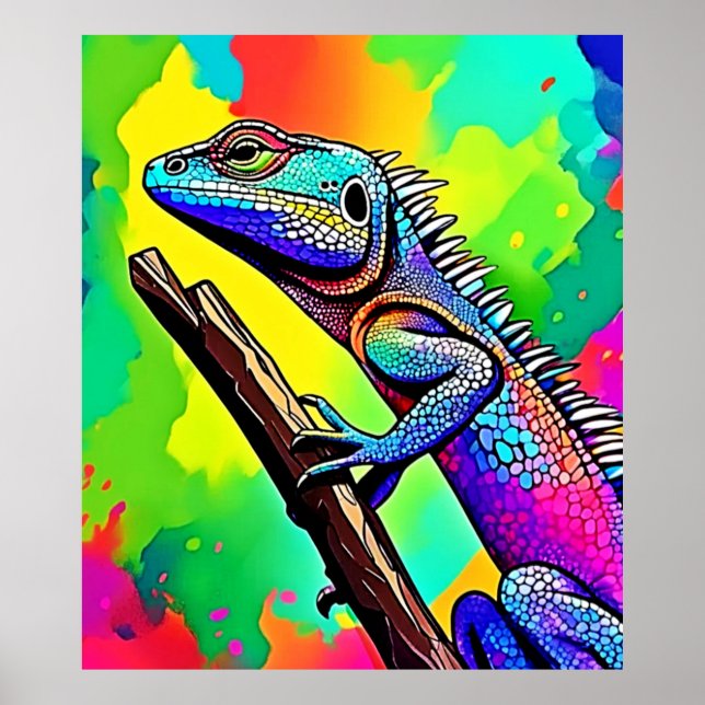 Affiche Design d'art Lizard coloré (Devant)