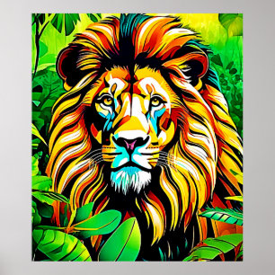Affiche Design d'art pop de Jungle Lion