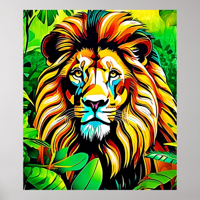 Affiche Design d'art pop de Jungle Lion (Devant)