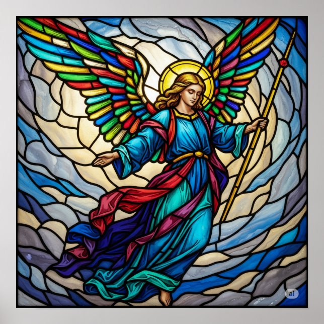 Affiche Design d'art Serene Staint Glass Angel (Devant)