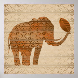 Affiche Design d'art tribal des éléphants