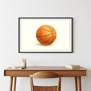 Affiche Design de basket-ball en aquarelle de style vintag