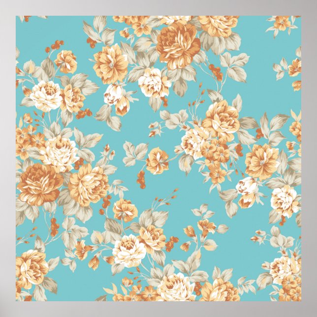 Affiche Design de bouquet rose motif sans couture avec bar (Devant)