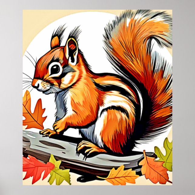 Affiche Design de charme d'écureuil d'automne (Devant)