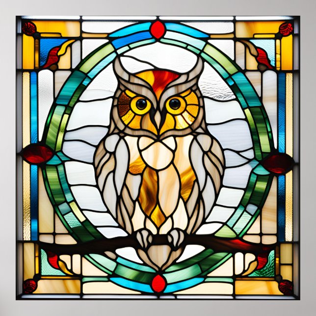 Affiche Design de Chouette en verre tendu (Devant)