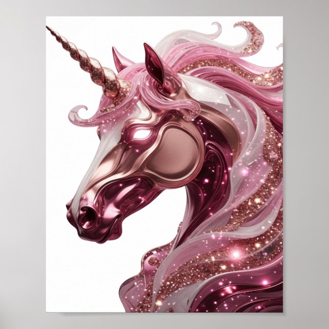 Affiche Design de citation de LICORNE argenté élégant (Devant)