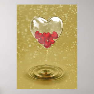 Affiche Design de coeur en verre romantique